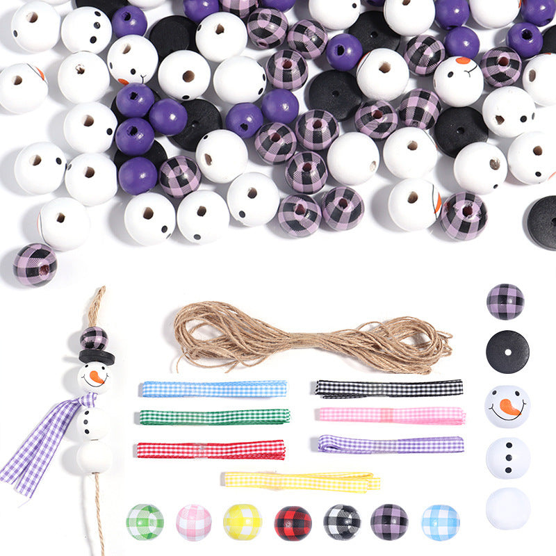 Wholesale Christmas Themed DIY Wooden Beaded Hemp Rope Set